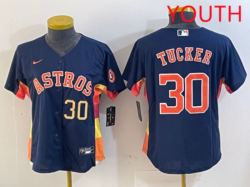 Youth Houston Astros #30 Tucker Blue City Edition 2025 Nike MLB Jersey style 4->youth mlb jersey->Youth Jersey